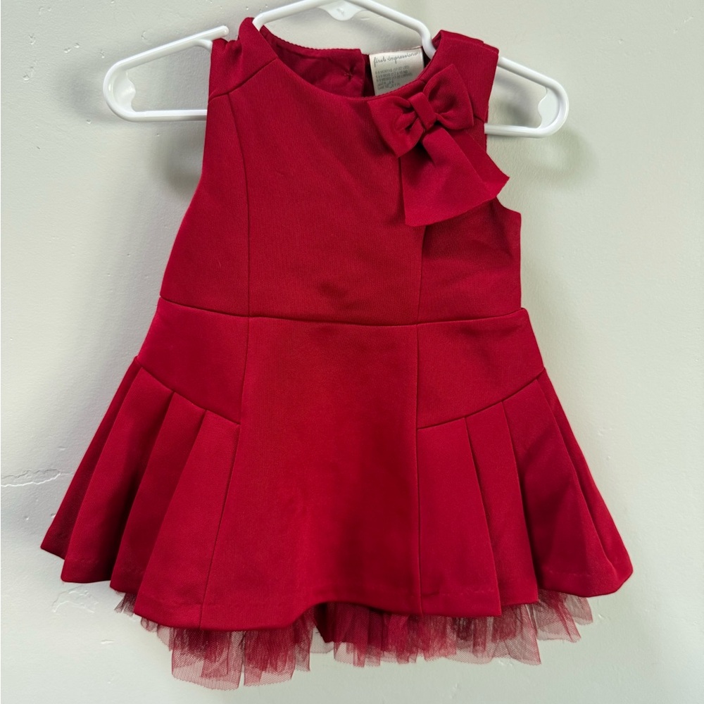 Infant Red Sleeveless Dress with Bow